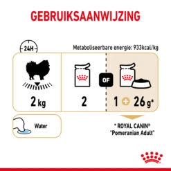 Royal Canin Pomeranian Adult Hondenvoer 12x85g -Dierbenodigdheden Verkoop Royal Canin Pomeranian Natvoer NL Dosage